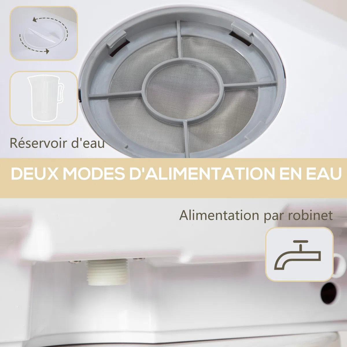 HOMCOM Mini lavastoviglie, lavastoviglie da tavolo, 5 programmi, doppia alimentazione dell'acqua e modalità di lavaggio della frutta, serbatoio dell'acqua da 6 L, comandi a sfioramento, display LED,
