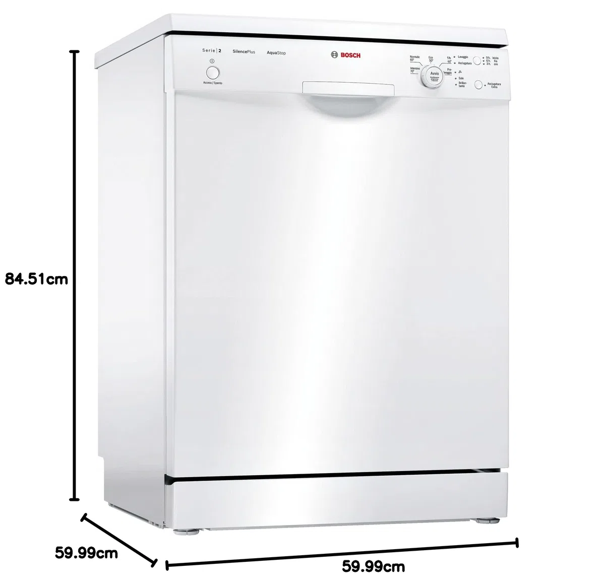 Bosch Elettrodomestici Serie 2 SMS25AW01J Lavastoviglie da libero posizionamento 12 Coperti, Classe Energetica A++, Bianco