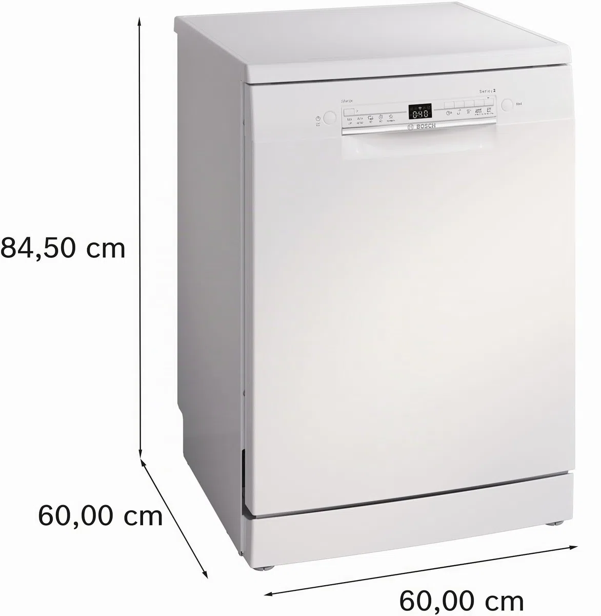 Bosch SMS2ITW33E Serie 2, Lavastoviglie da libera installazione, Home Connect, Assistente al lavaggio, Programma preferito, EcoDosage, Bianco, 60cm