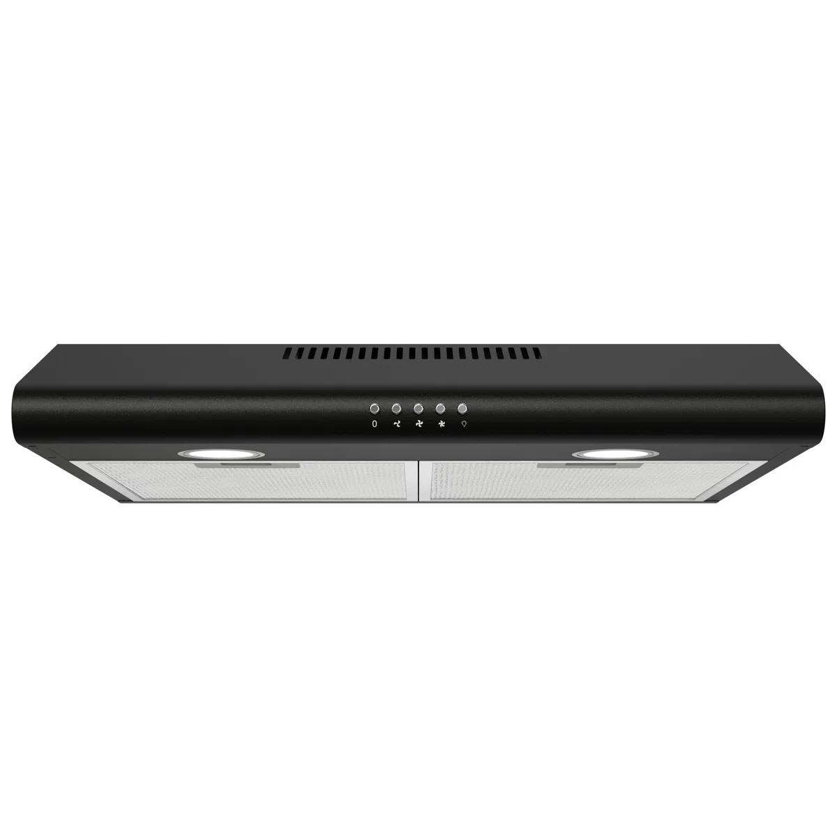 FIREGAS Cappa da incasso 60 cm, cappa aspirante con motore DC senza spazzole, possibile aria, 3 livelli di ventilazione, illuminazione a LED, colore nero