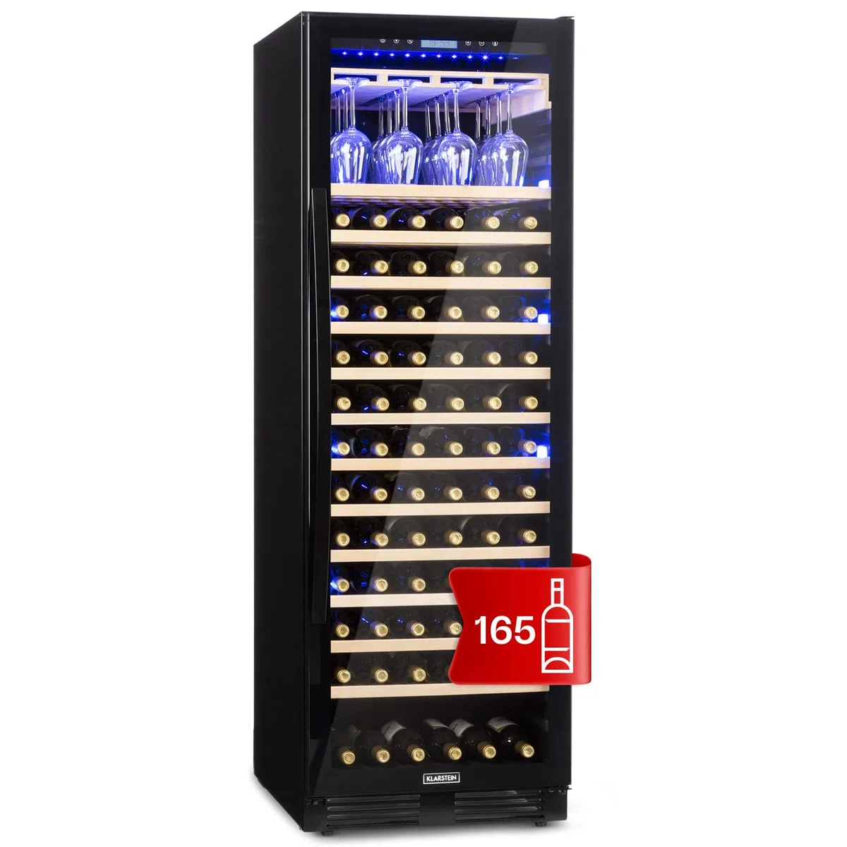 Klarstein Cantinetta Vino Design da Incasso, Cantinetta Vino Refrigerata a Zona Singola per Vino Rosso, Bianco e Birra, Controlli Touch, Frigo Vino Cantinetta per Esterno/Interno, 433L, 165 Bottiglie