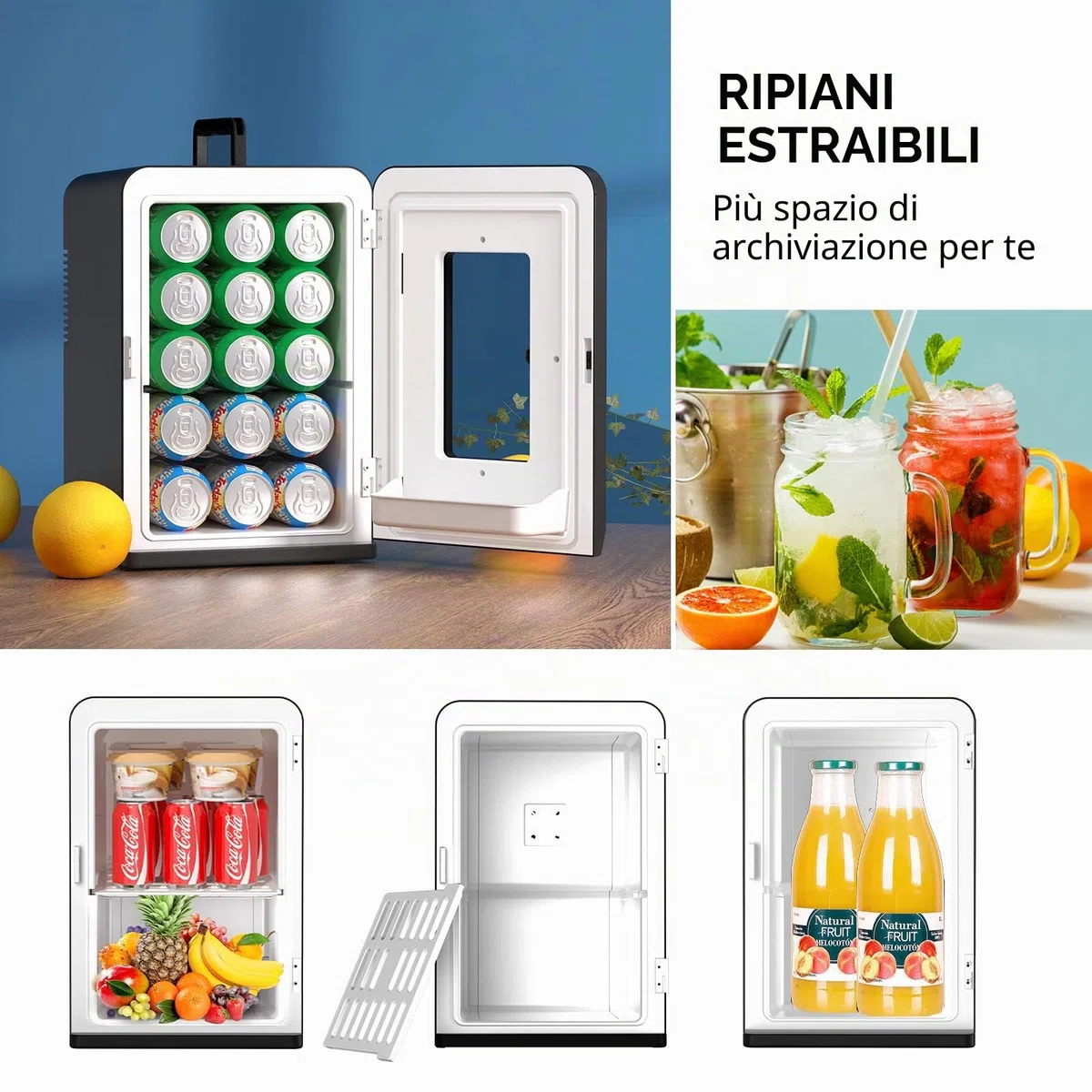 Cumeod Mini Frigo da 15 Litri/21 Lattine, Frigorifero Piccolo con Funzione di Raffreddamento e Riscaldamento, 220V AC/12V DC per Casa, Ufficio e Viaggio, Cosmetici, Bevande, Cibo, Mode Max et ÉCO
