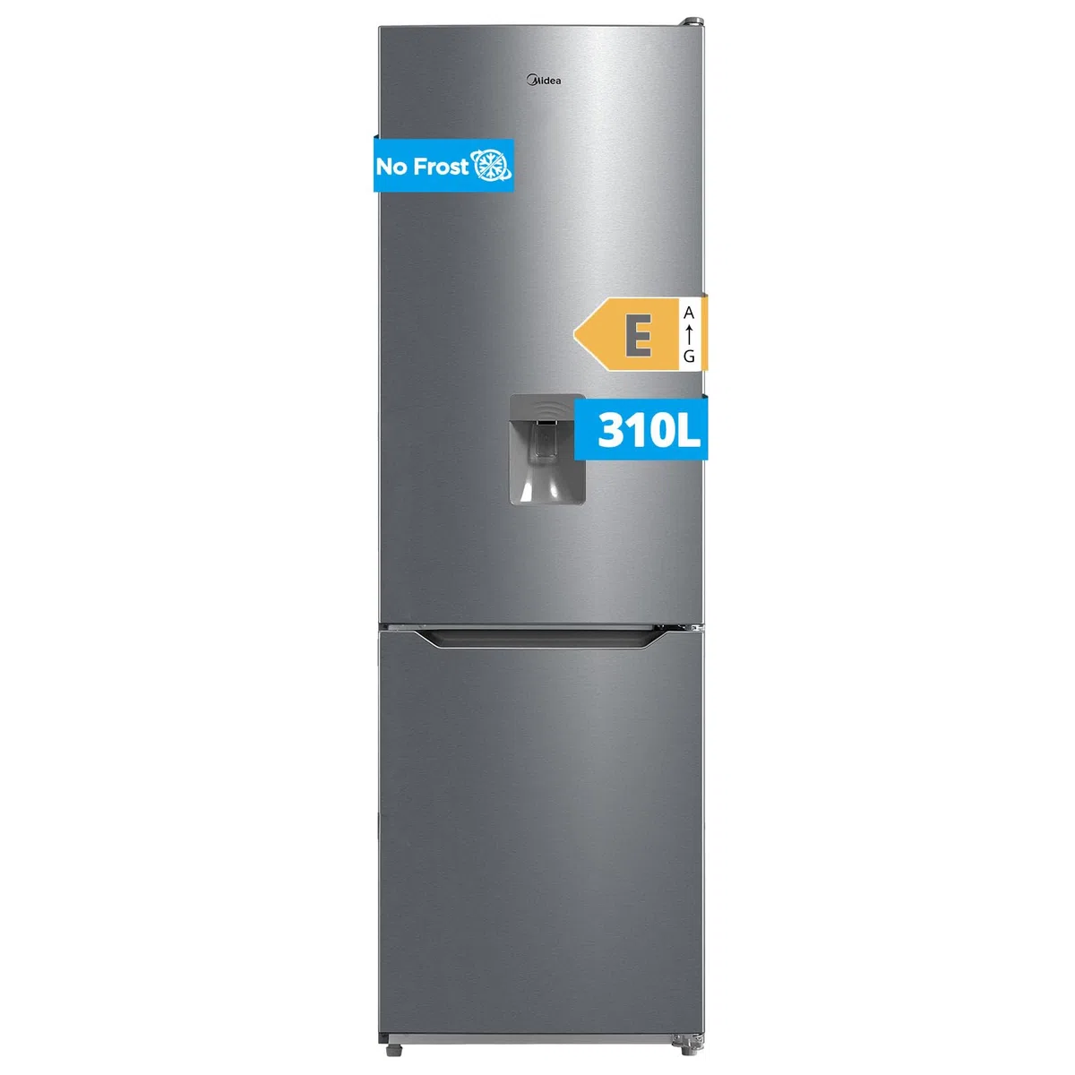 Midea MDRB424FGE02IW 310L Frigorifero Combinato, Libera Installazione, Total No Frost, Ventilazione MultiFlow, Doppia Porta Reversibile, Controllo Touch