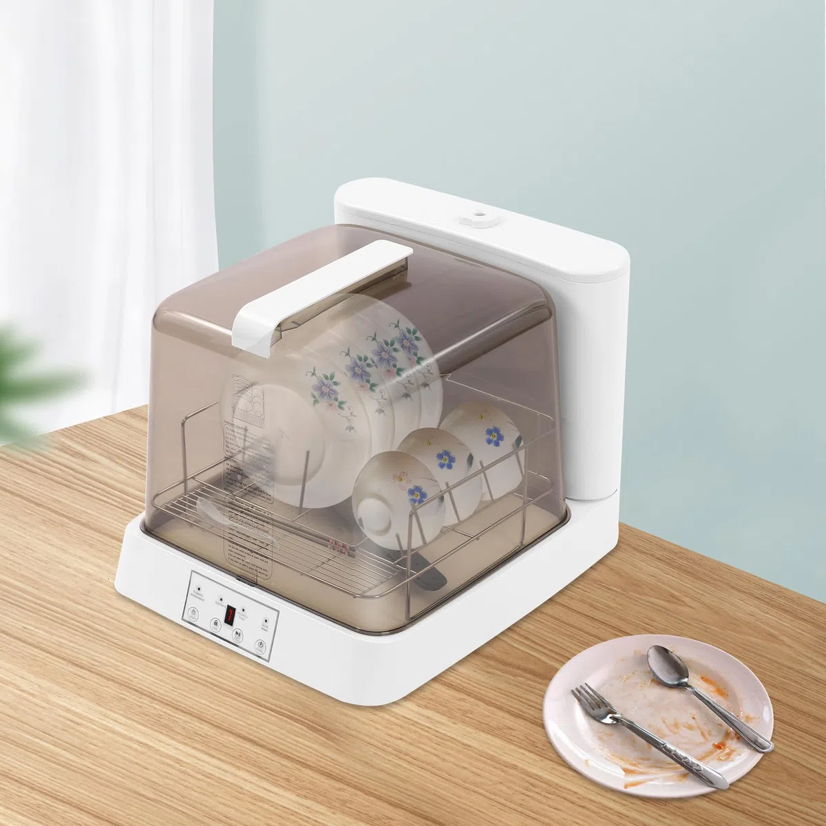Lavastoviglie Portatile Lavastoviglie Automatico con Serbatoio Mini Lavastoviglie per Appartamenti Dormitori e Camper Bianco Marrone