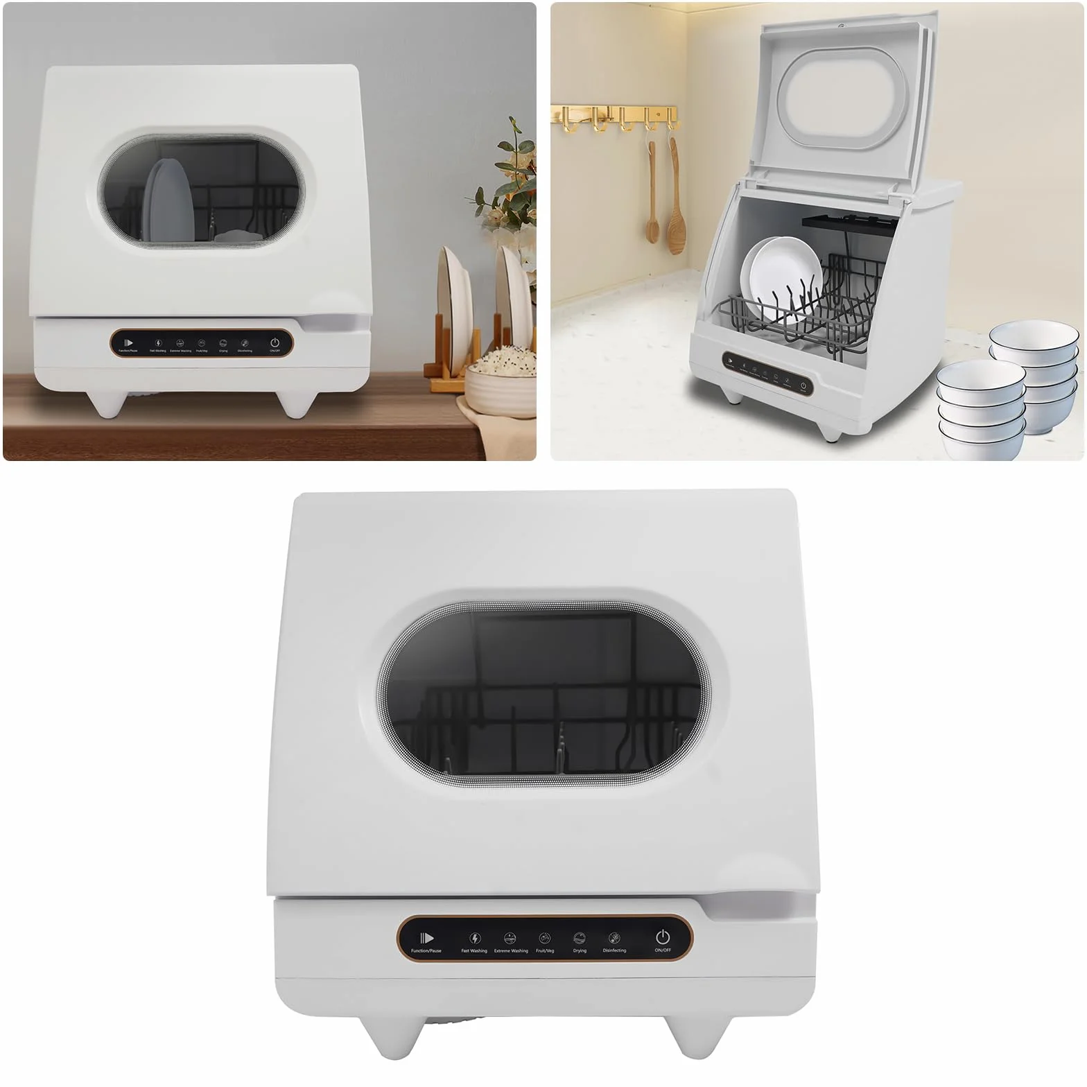 Lavastoviglie da tavolo, mini lavastoviglie portatile, mini lavastoviglie con serbatoio dell'acqua da 5 l e 5 programmi, piccola lavastoviglie da tavolo per casa, ufficio, campeggio
