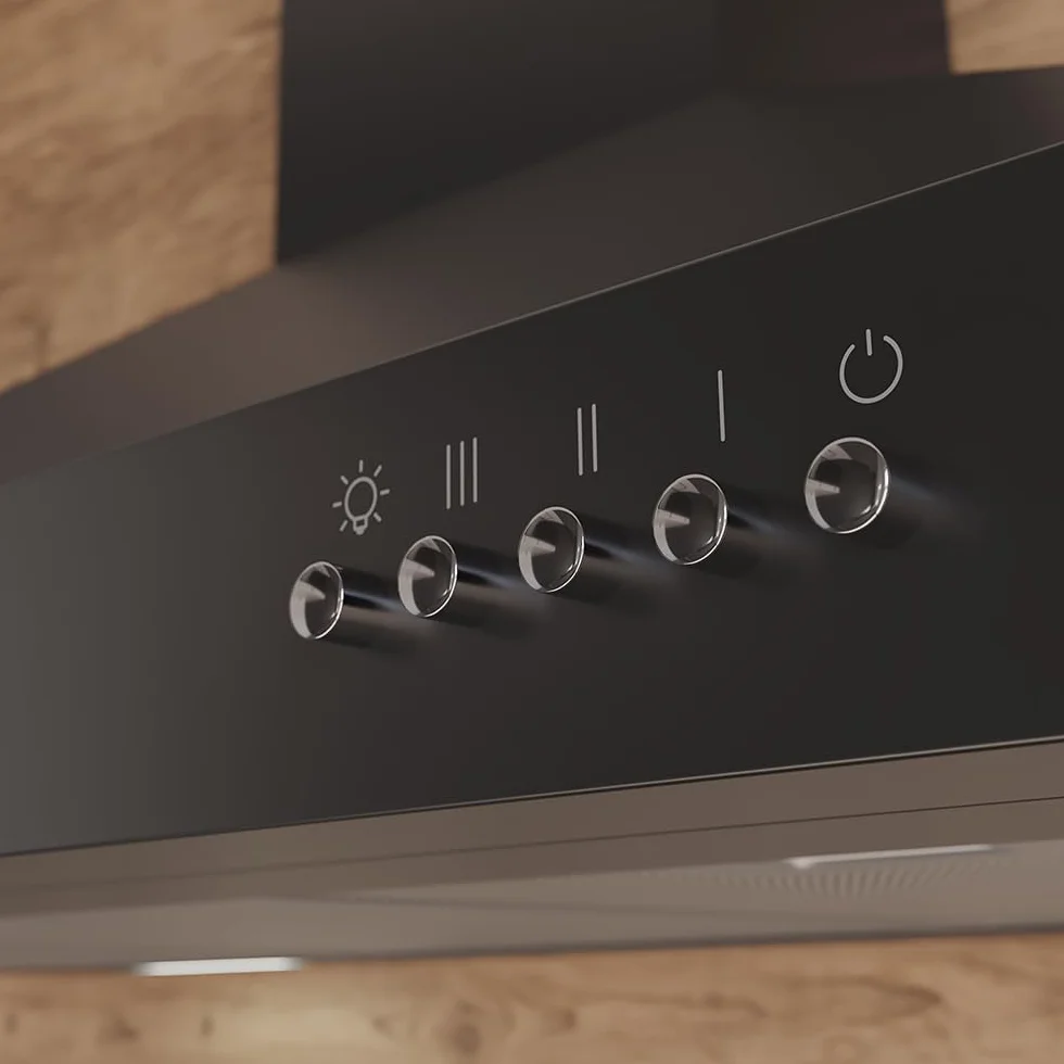 Cecotec Cappa Estrattore 60 cm Piramidale Bolero Flux PM 606500 Black A. Motore 165 W, finitura inox, aspirazione 650 m3/h, controllo meccanico, 3 livelli di potenza, luce e filtro al carbonio