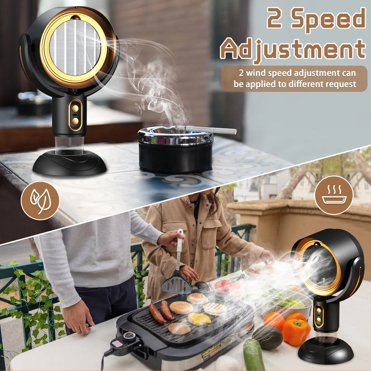 Mostop Cappa aspirante portatile, USB Desktop con 2 velocità, filtro rimovibile e lavabile, cappa desktop senza fili per interni BBQ, Hot Pot
