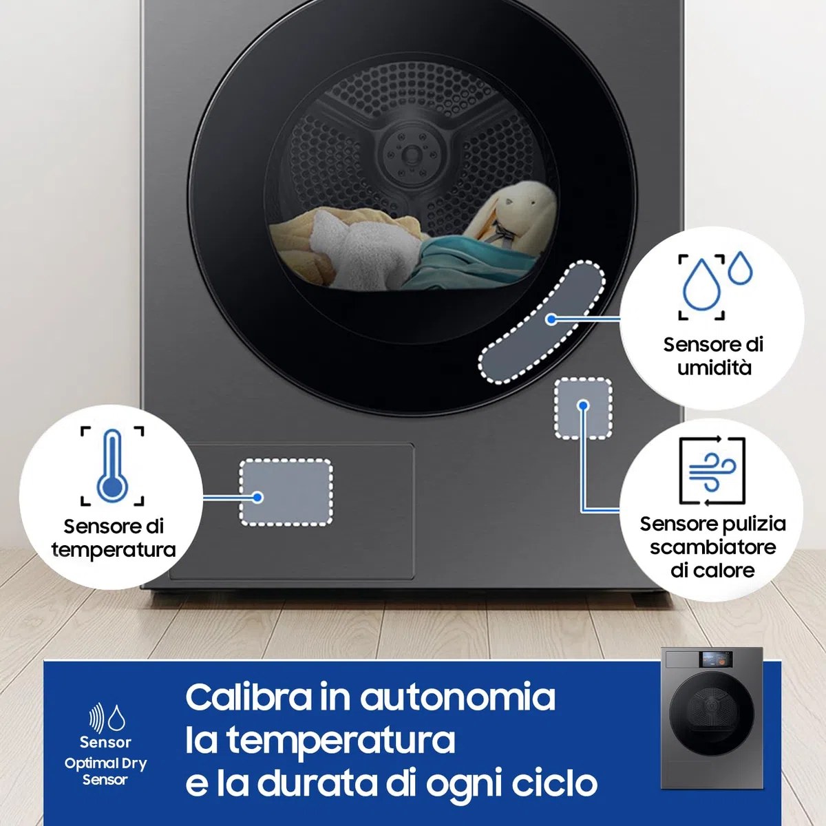 Samsung Asciugatrice Bespoke AI DV90F09F4S/U3, 9 kg, Pompa di Calore, Wifi, Controllo Vocale, Display AI Home, AI Dry, Carica Frontale, 60L x 85H x 60P cm