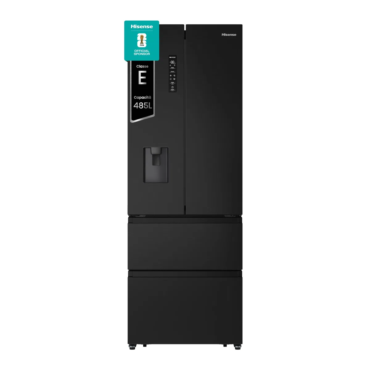 Hisense RF632N4WFE1 Frigorifero French Door, 485 Litri, Ridotta Profondità 70 Cm, Black, Metal cooling, Total No Frost, Classe Energetica E