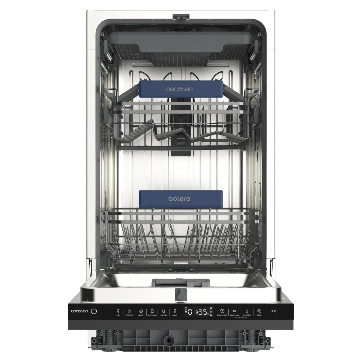 Cecotec Lavastoviglie da Incasso 45 cm Bolero Aguazero 4270 Full-BI. 11 Coperti, 6 Programmi, Classe D, Inverter Plus Duo, Pannello Touch, FloorView Light, Super Dry, Half Load, Save+, AutoClean
