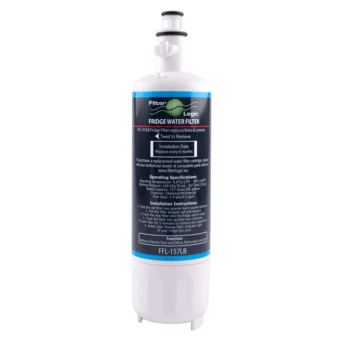 FilterLogic FFL-157LB | 2x Filtro acqua sostituisce cartuccia 4874960100 compatibile con Beko, Smeg, Grundig, Kuppersbusch frigorifero frigo americano 4 porte
