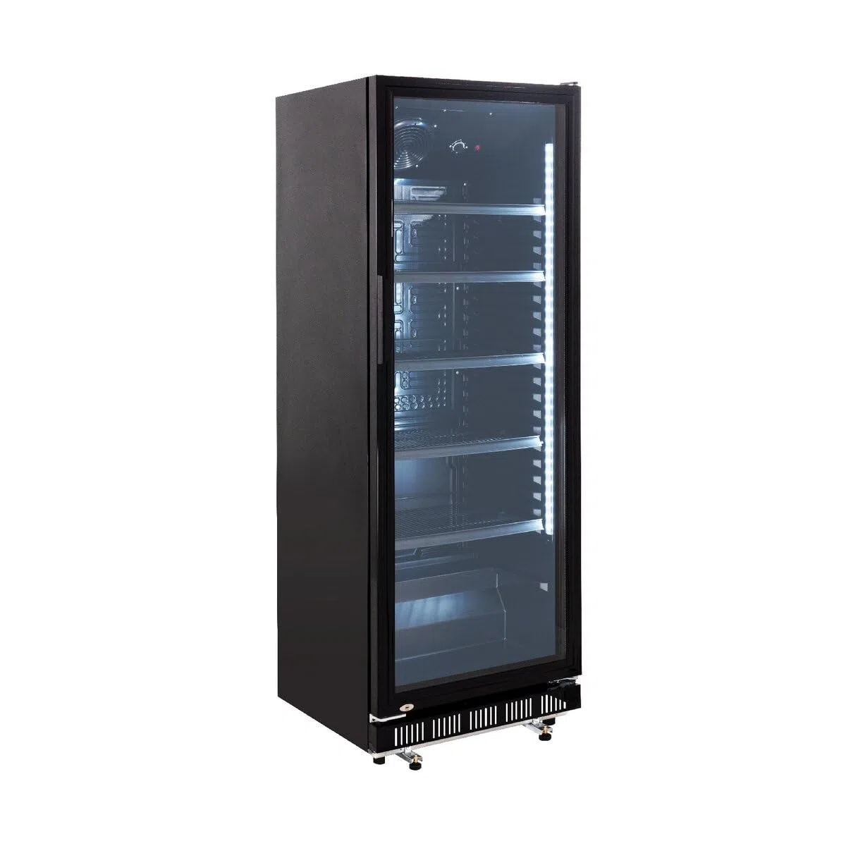 GastroHero Frigorifero per bevande GK-360BB per ristorazione, 4 ripiani regolabili, capacità refrigerante da 360 litri, frigorifero con porta in vetro, illuminazione interna, chiudibile, forniture per