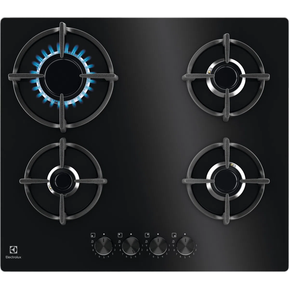 Electrolux Piano Cottura Gas EGG64272K Serie 600 60cm da Incasso 4 Fuochi Bruciatore Rapido Wok Nero