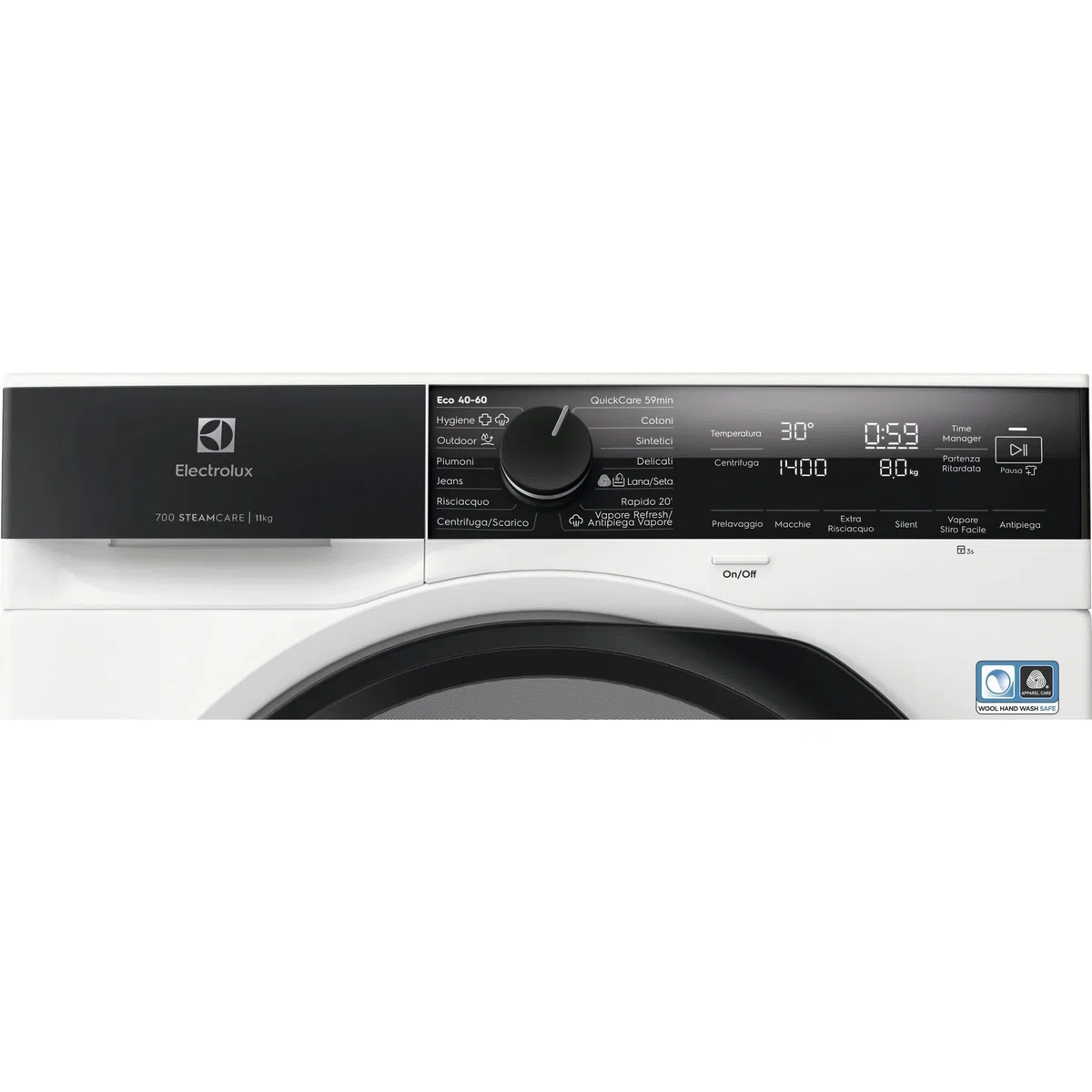 Electrolux EW7F411G Lavatrice a Carica Frontale, Tecnologia SteamCare e SensiCare+, Serie 700, 11 kg, 1400 Giri al Minuto, Cesto CareDrum, 847x597x636 mm, Bianco, Classe A