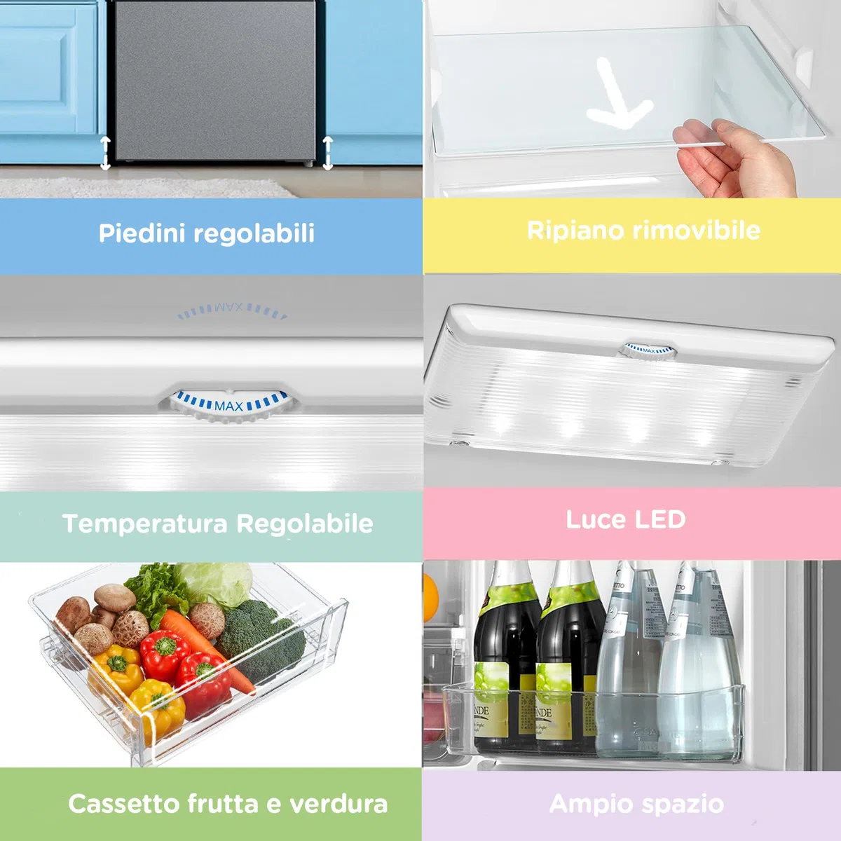 COMFEE' RCB359IX2 262L Frigorifero Combinato, Low Frost, 177,5 cm, 39 dB, LED, Inox