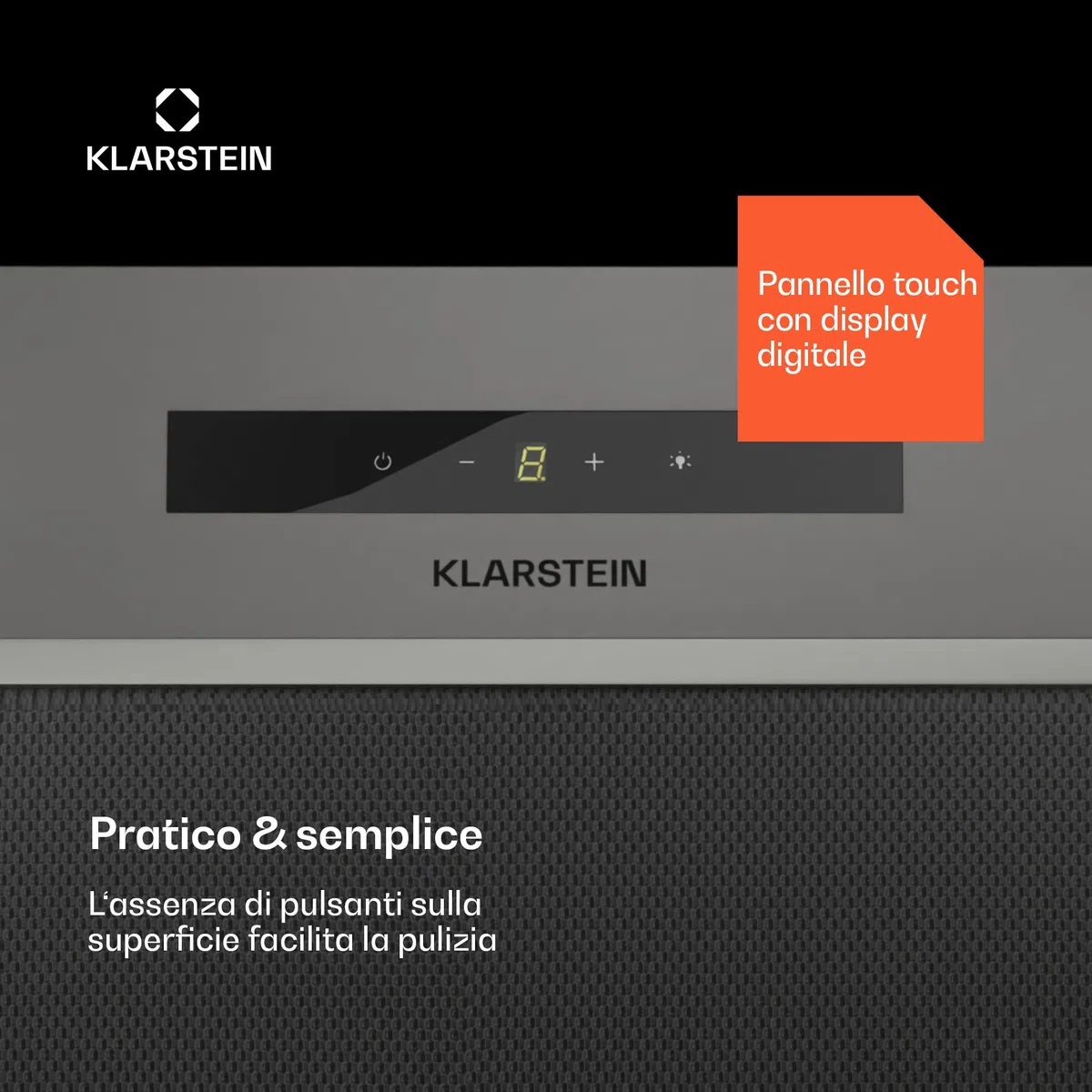 KLARSTEIN Paolo - Cappa da cucina a incasso, cappa sottopensile, 600 m³/h, 200W, filtro antigrasso in alluminio, LED integrato, touch, acciaio inox (Acciaio inox, 52 cm)